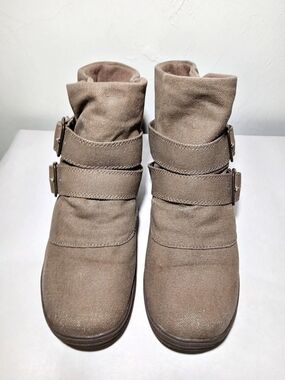 Kohl's SO Women's 8M Khaki Canvas Double Straps Ankle Boots